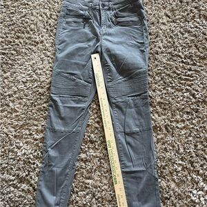 Moto-Style Women's Jeans in Charcoal Gray